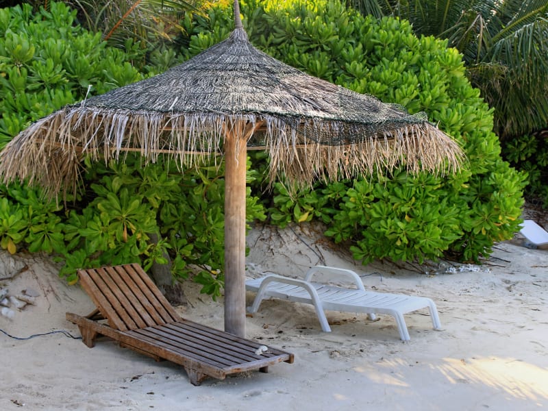 Lounging on the beach in Ukulhas