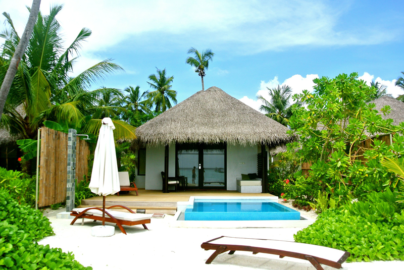 Beach villa in a Maldivian resort