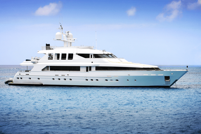 Luxurious modern yacht anchored Indian Ocean Maldives