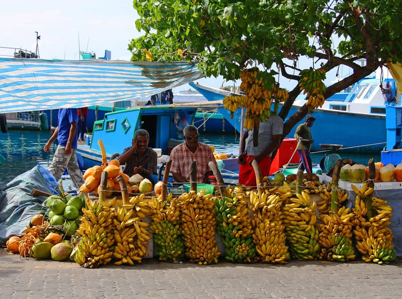 Market situated on the harbor of Malé, Maldives