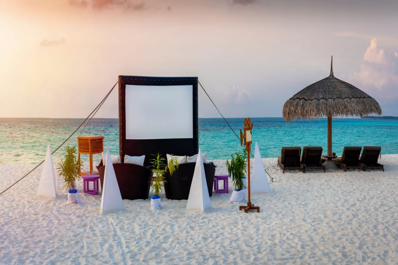 Open air cinema at a Maldivian resort