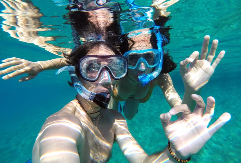 Couple snorkeling in the Maldives waters