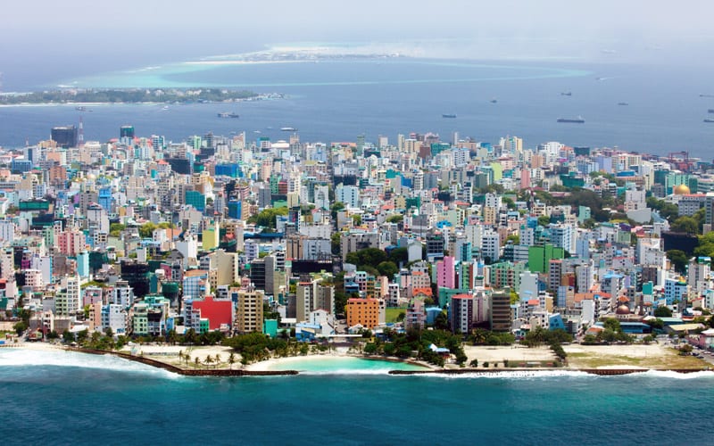 View from above of Malé, the Maldivian capital