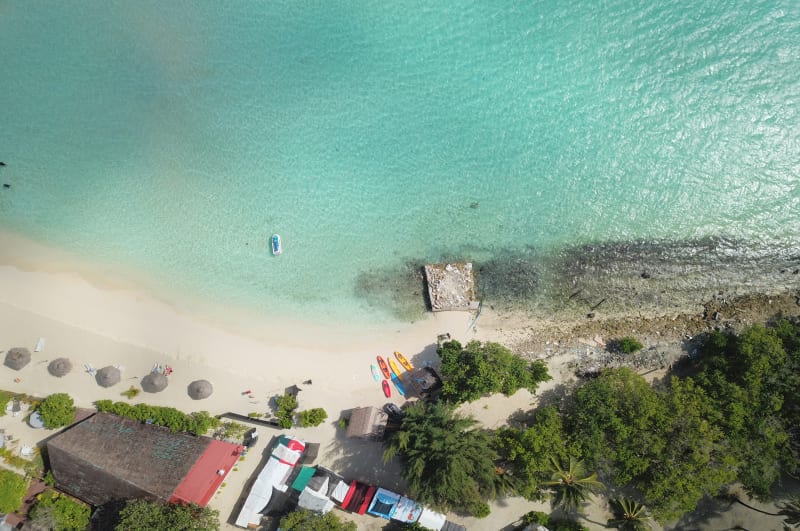 Aerial view of Gulhi Island beach in Maldives