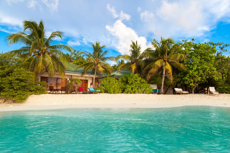 A villa with a private beach in the Maldives