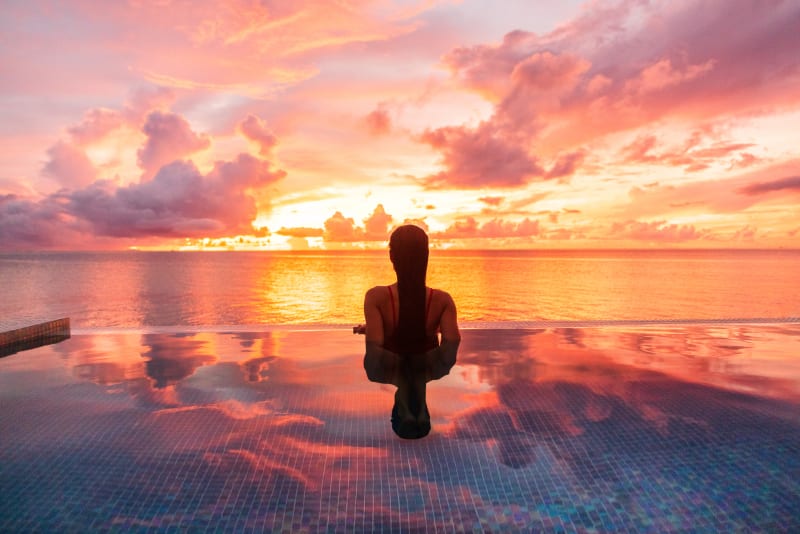 Stunning views from a sunset villa in the Maldives