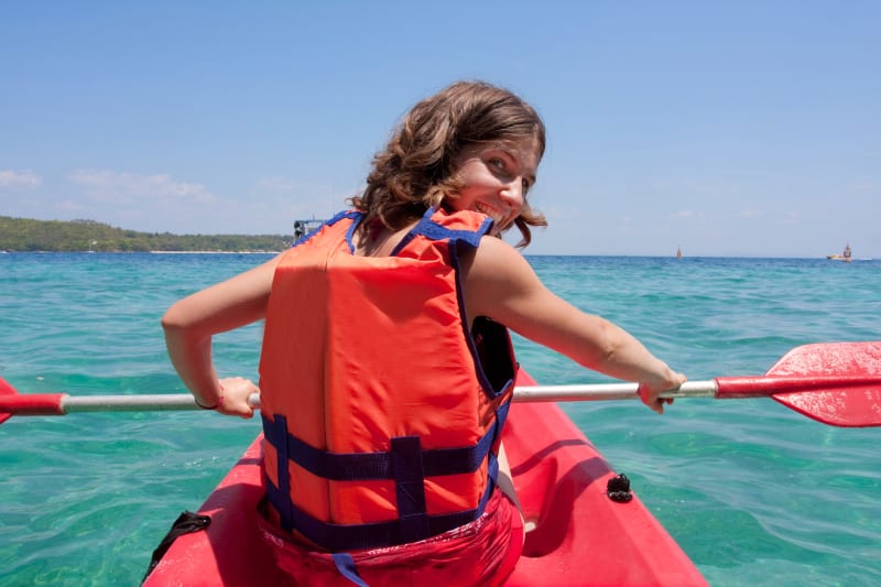 Kayaking in the open seas in the Maldives