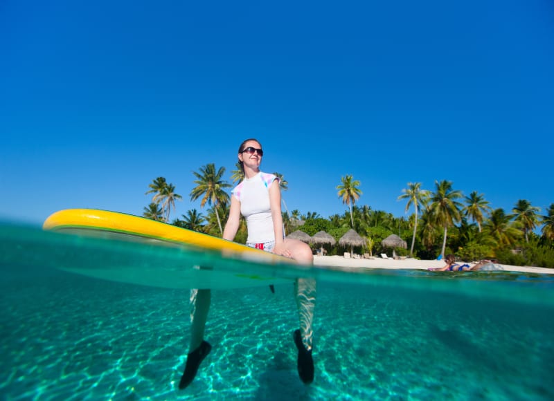 Paddleboarding in the Maldives