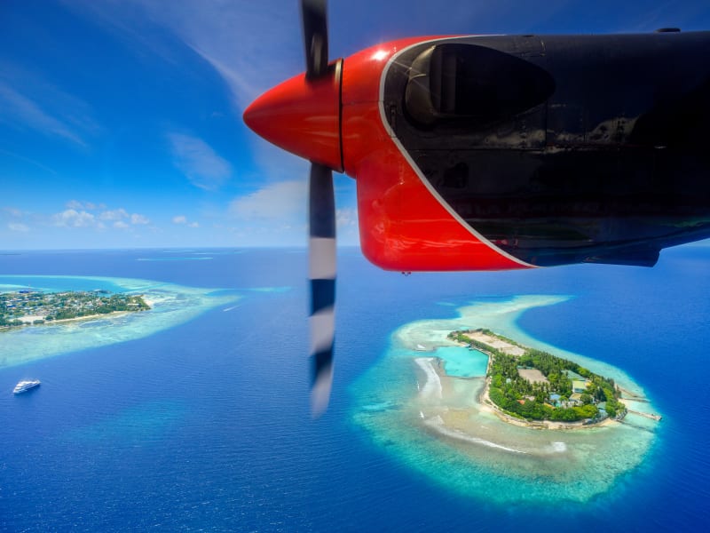 A seaplane is one of the best places to take photos in the Maldives