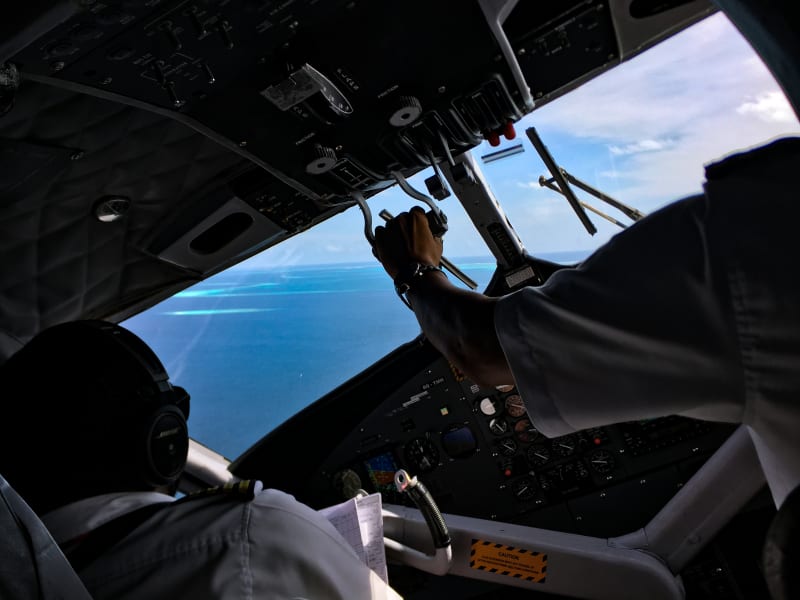 Cockpit of a Maldivian seaplane