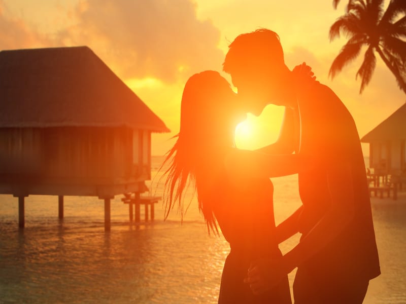 Maldivian golden hour is an amazing occasion for romantic photographs