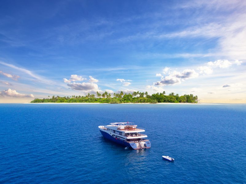 A liveaboard near a Maldivian island