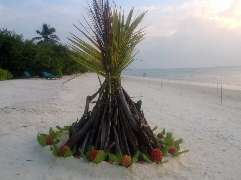 Bonfire on the beach at a Maldivian resort