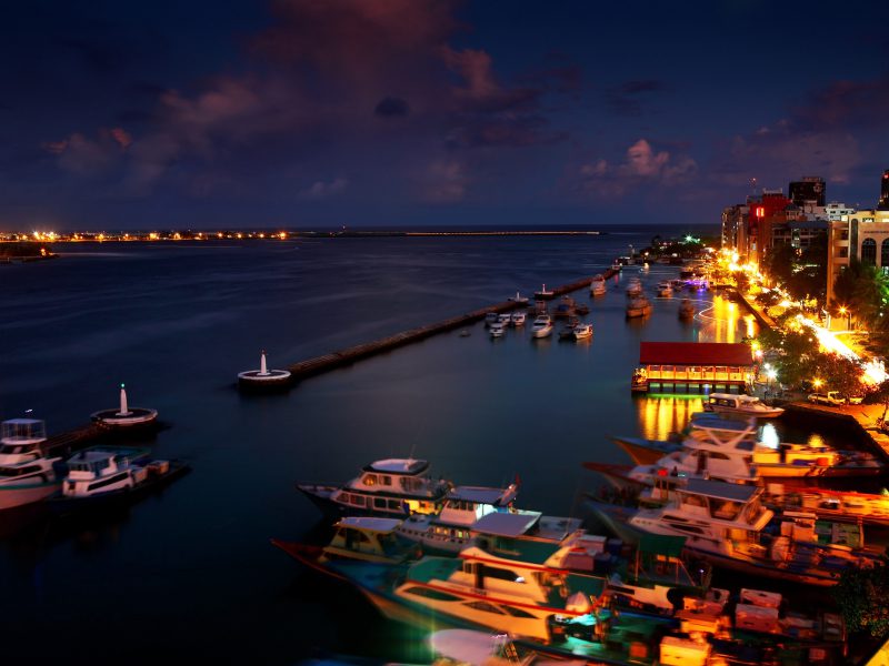 Male's waterfront at night