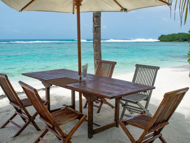 Beachside dining in Thulusdhoo, Maldives