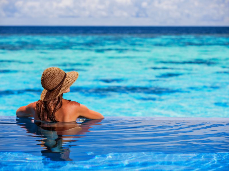 An infinity pool in the Maldives