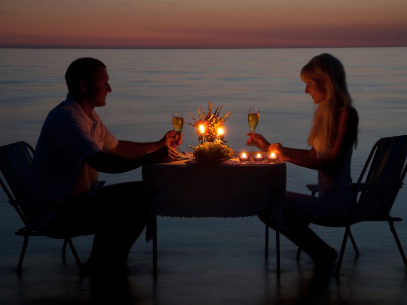 Dinner on the beach at a Maldivian resort