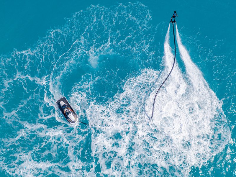 Flyboarding at a Maldivian resort