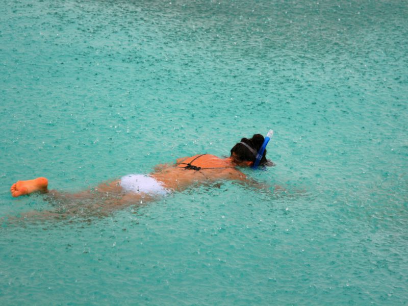 Snorkeling in the rain in Maldives