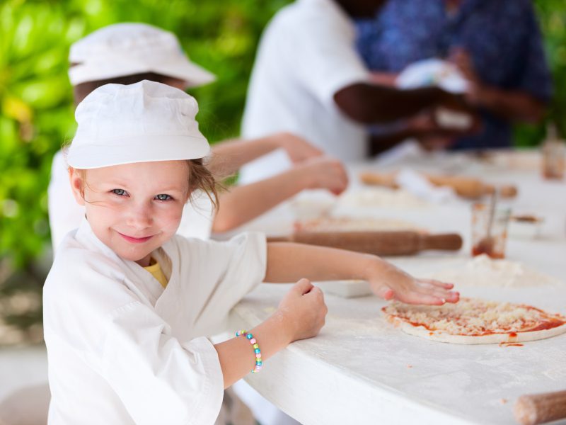 Pizza making class in the Maldives