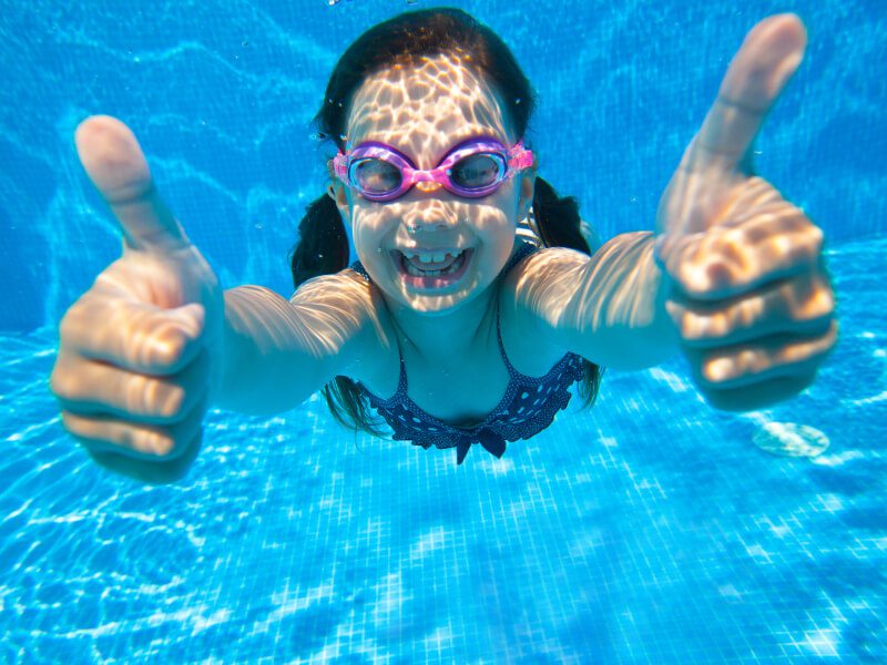 Swimming in the kids' club pool