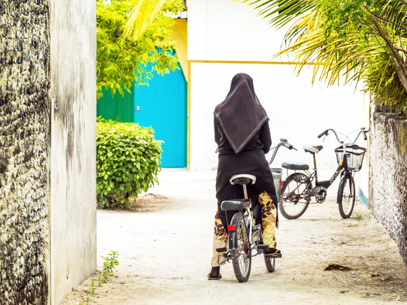 Woman wearing burqa in the Maldives