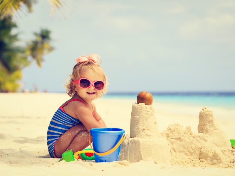 Sandcastle making on the beach