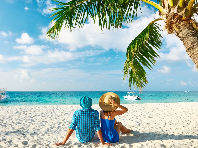 Couple on the beach in Maldives