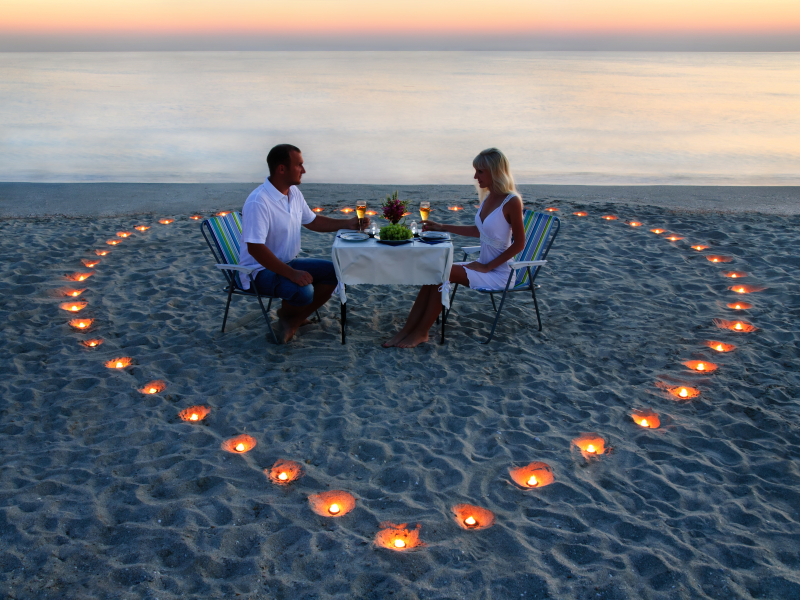 Romantic dinner on the beach