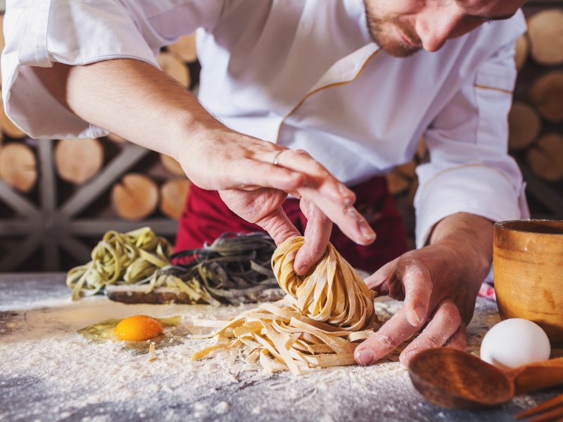 Chef making pasta