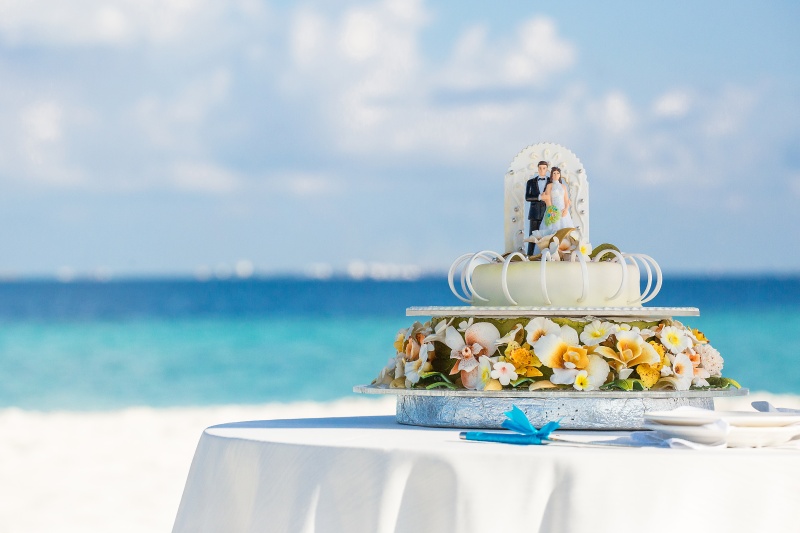 Wedding cake on the beach